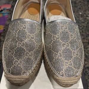 GUCCI Heritage GG Lamé espadrille Size 41 US women’s size 11